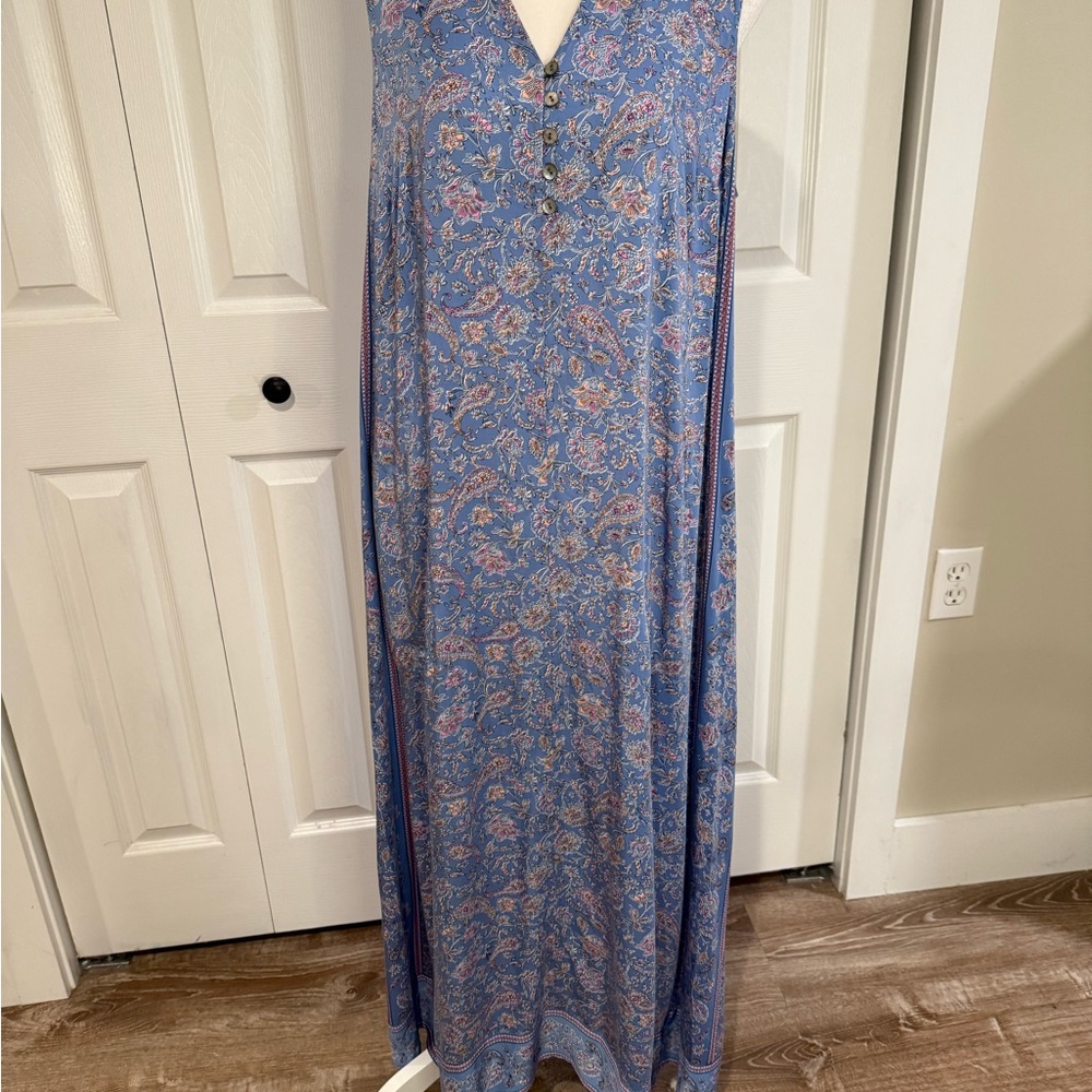 J. Jill, NWT Border Print Maxi Sleeveless Blue Floral Dress, Size M - Picture 4 of 12